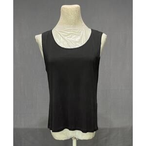 Eileen Fisher 100% silk tank in classic black sz PM refined capsule elegant